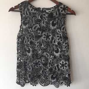 English Rose black metallic lace top